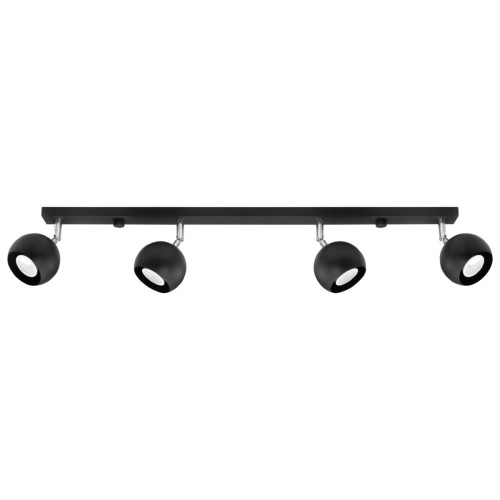 Czarny plafon OCULARE SL.0447 marki Sollux posiada 4 regulowane reflektory GU10. Stalowa listwa o długości 80 cm sprawdzi się jako funkcjonalne oświetlenie kuchni, salonu, jadalni, korytarza, garderoby lub biura.