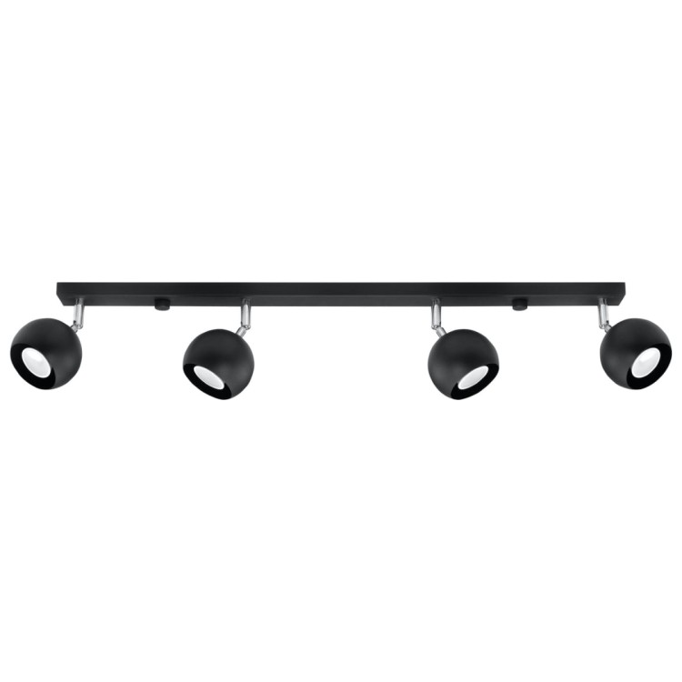 Czarny plafon OCULARE SL.0447 marki Sollux posiada 4 regulowane reflektory GU10. Stalowa listwa o długości 80 cm sprawdzi się jako funkcjonalne oświetlenie kuchni, salonu, jadalni, korytarza, garderoby lub biura.