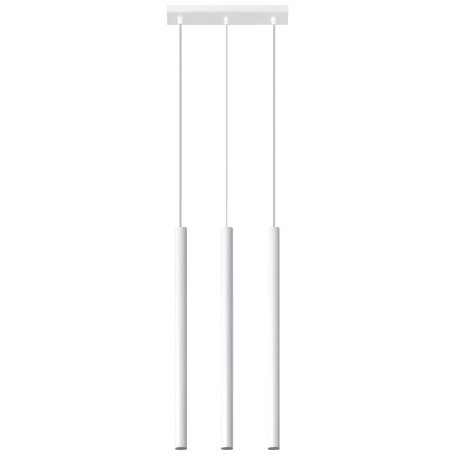 Lampa wisząca PASTELO SL.0466 w białym kolorze to nowoczesne oświetlenie z trzema smukłymi tubami G9 LED. Minimalistyczny design doskonale sprawdzi się nad stołem, wyspą kuchenną lub barkiem w aranżacjach modern i japandi.