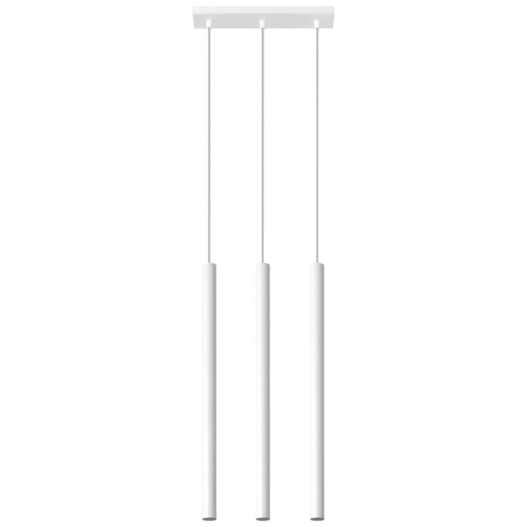 Lampa wisząca PASTELO SL.0466 w białym kolorze to nowoczesne oświetlenie z trzema smukłymi tubami G9 LED. Minimalistyczny design doskonale sprawdzi się nad stołem, wyspą kuchenną lub barkiem w aranżacjach modern i japandi.