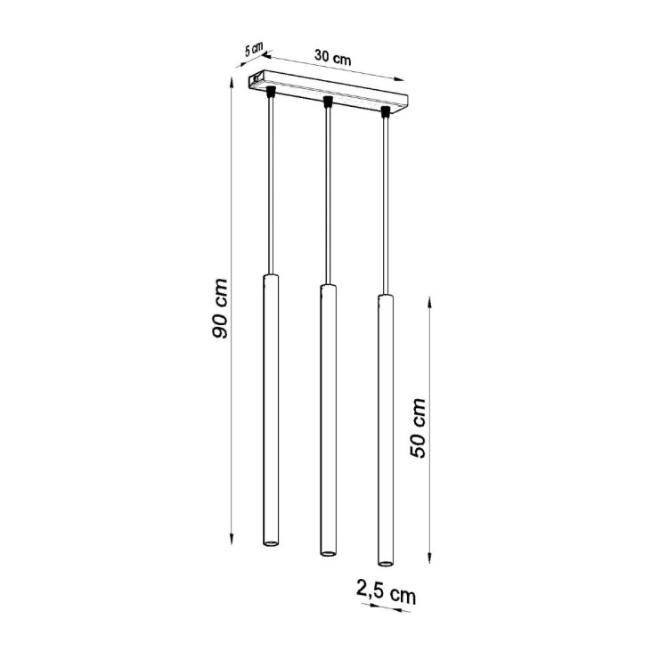 Designerska lampa wisząca PASTELO 3xG9 w matowej czerni doskonale sprawdzi się nad wyspą kuchenną i stołem. Smukłe tuby oraz nowoczesna forma tworzą elegancki i minimalistyczny klimat wnętrza.