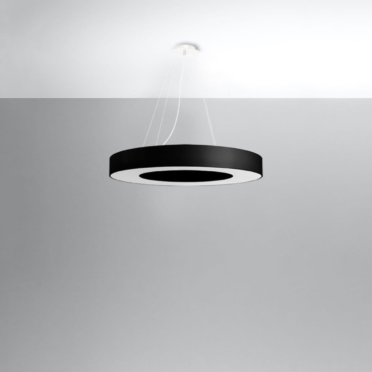 Żyrandol SATURNO SLIM 70 cm 6xE27 czarny Sollux wiszący SL.0754