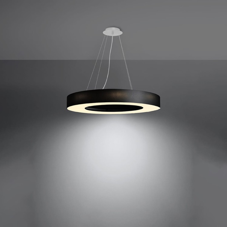 Żyrandol SATURNO SLIM 70 cm 6xE27 czarny Sollux wiszący SL.0754