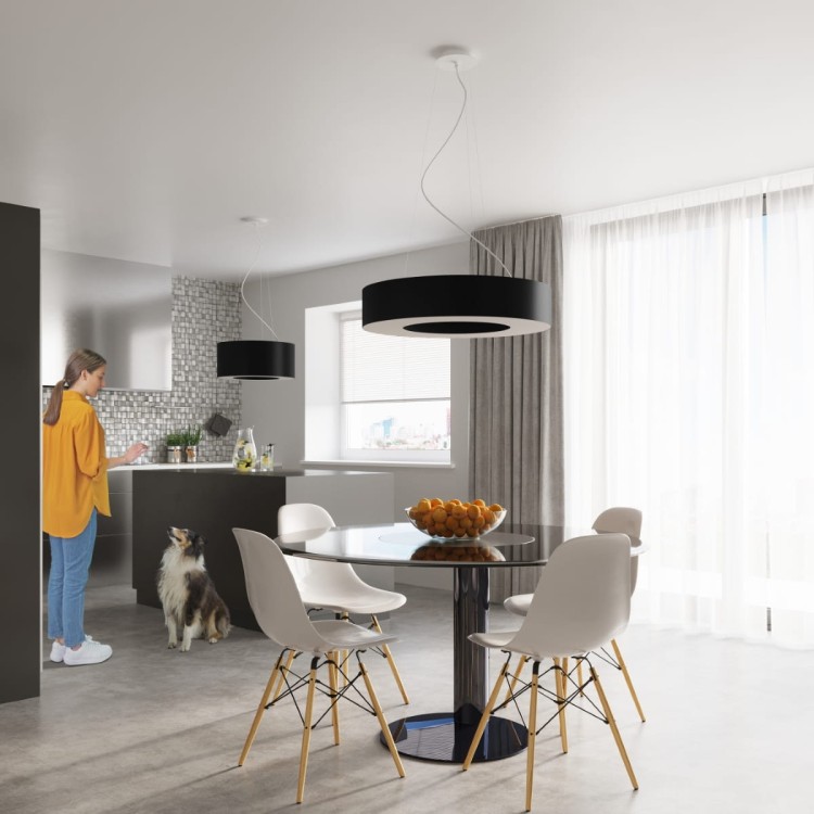 Żyrandol SATURNO SLIM 70 cm 6xE27 czarny Sollux wiszący SL.0754