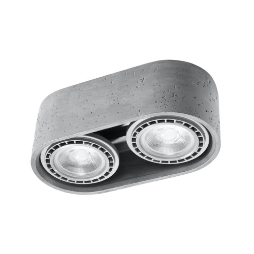 Betonowy plafon BASIC SL.0882 marki Sollux posiada 2 oprawki GU10/ES111. Szary korpus o wymiarach 27 × 14 × 9 cm pasuje do kuchni, salonu, korytarza, garderoby lub biura urządzonego w stylu nowoczesnym i loftowym.