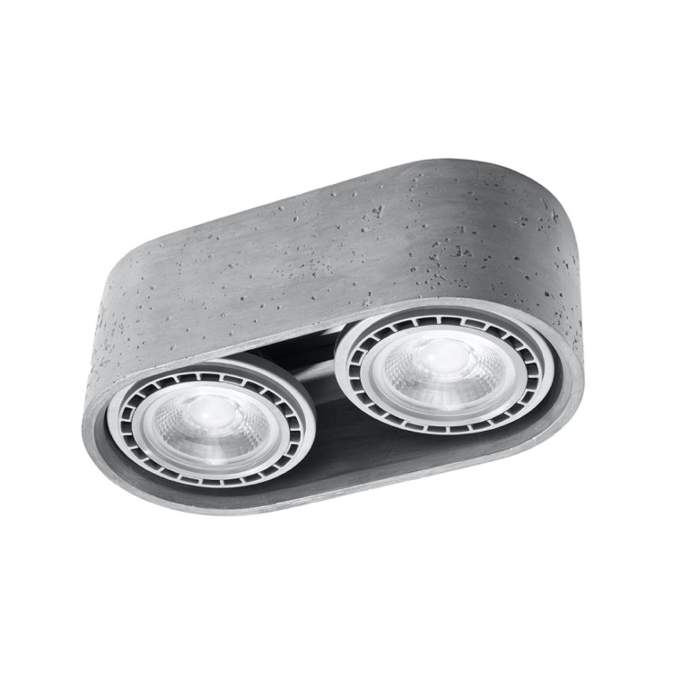 Betonowy plafon BASIC SL.0882 marki Sollux posiada 2 oprawki GU10/ES111. Szary korpus o wymiarach 27 × 14 × 9 cm pasuje do kuchni, salonu, korytarza, garderoby lub biura urządzonego w stylu nowoczesnym i loftowym.