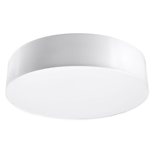 Biały plafon ARENA 55 cm 4xE27 Sollux SL.0919 to minimalistyczne oświetlenie do salonu, jadalni, sypialni lub kuchni. Cztery punkty świetlne dobrze oświetlą większe wnętrze. Żarówki należy dokupić osobno