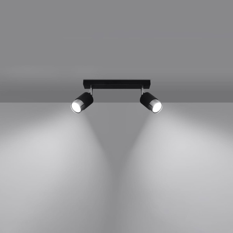 Plafon NERO 2xGU10 czarny chrom Sollux reflektor podwójny SL.1065