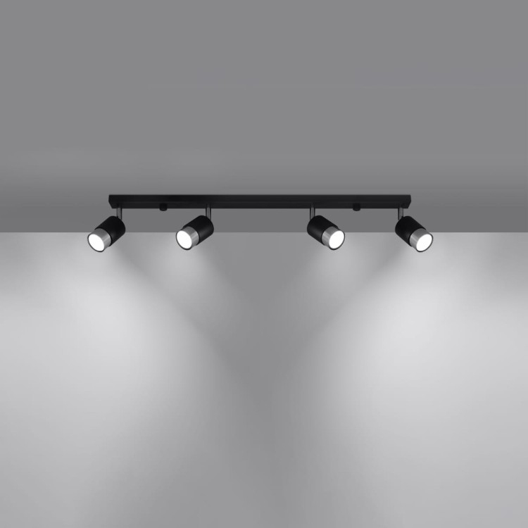 Plafon NERO 4xGU10 czarny chrom Sollux reflektor SL.1067