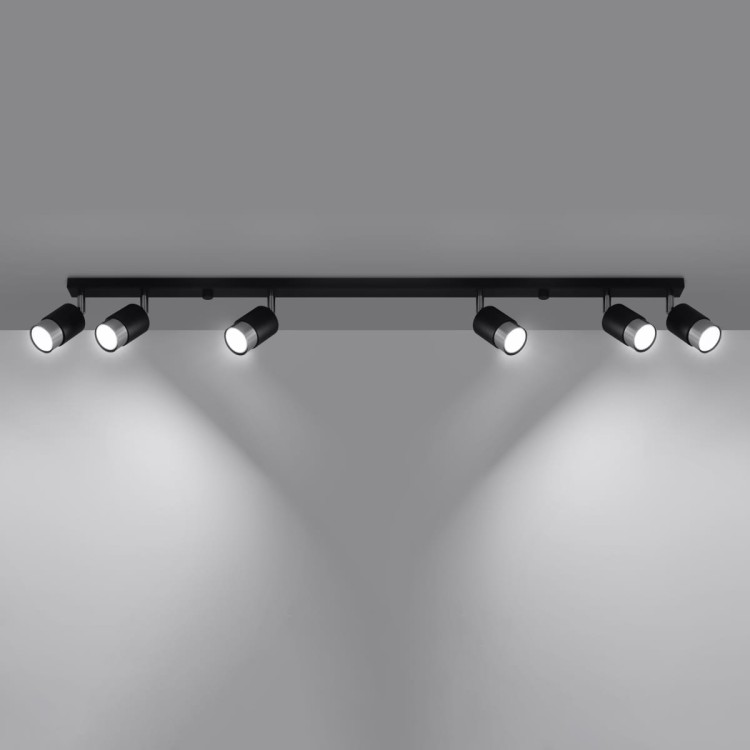 Plafon NERO 6xGU10 czarny chrom Sollux reflektor SL.1068
