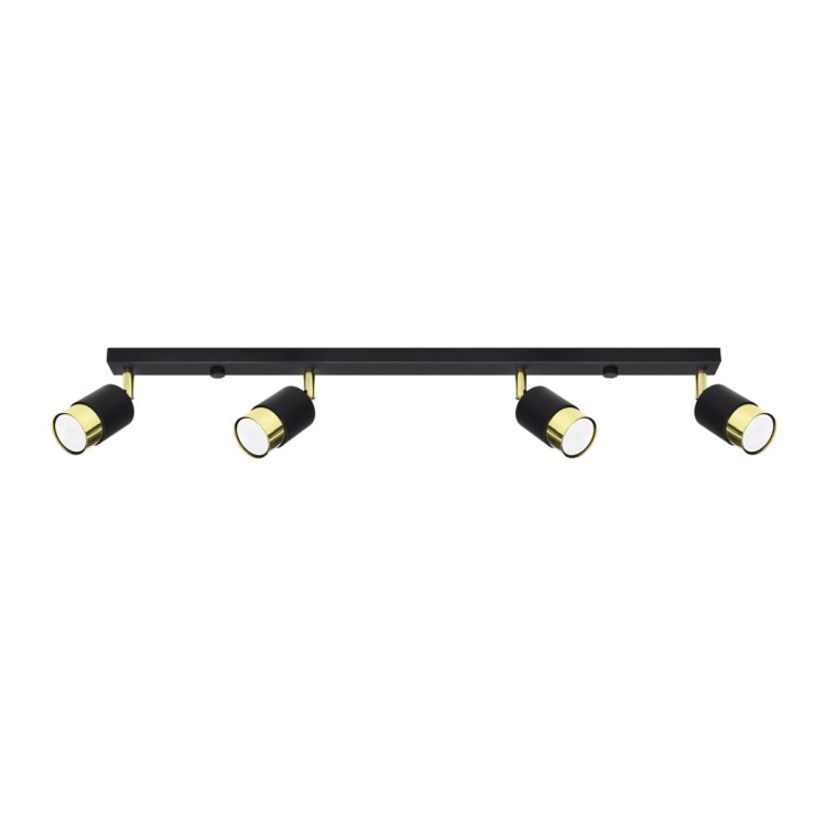 Plafon NERO 4xGU10 czarny złoty Sollux reflektor poczwórny SL.1072