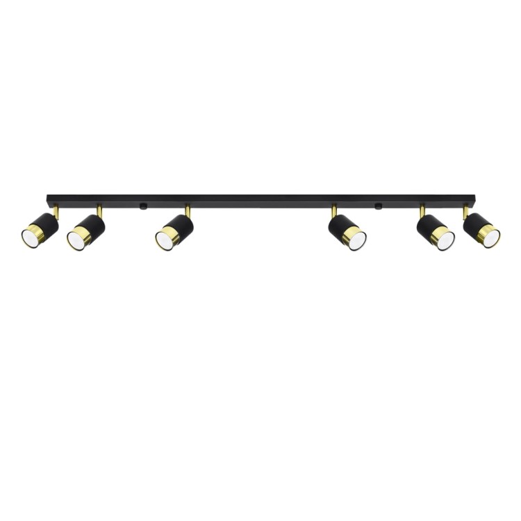 Plafon NERO 6xGU10 czarny złoty Sollux reflektor SL.1073