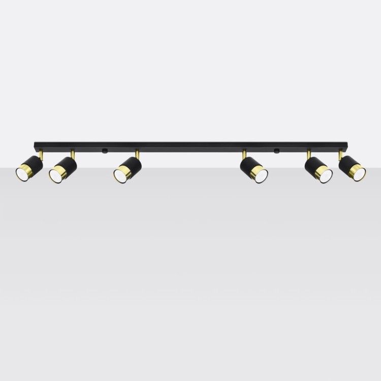 Plafon NERO 6xGU10 czarny złoty Sollux reflektor SL.1073