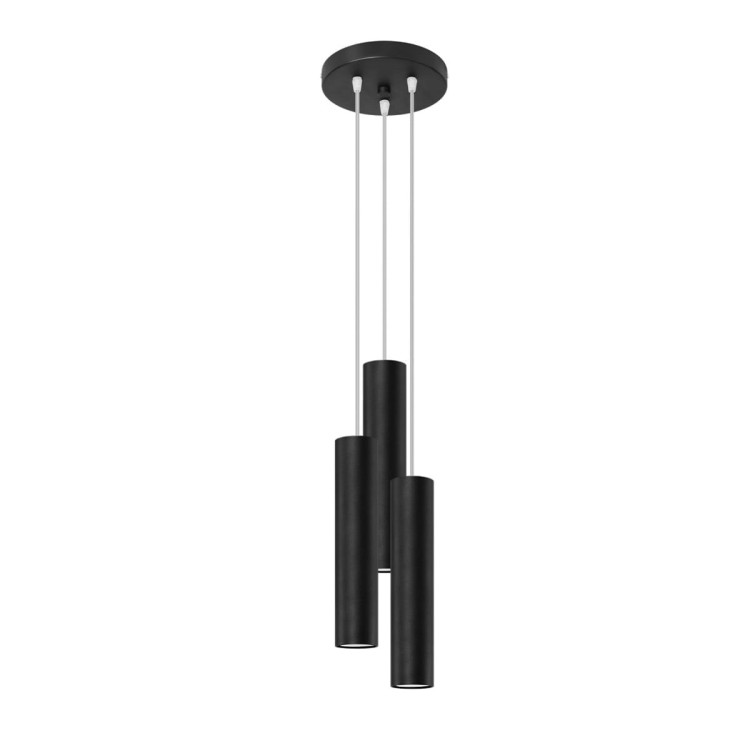 Lampa wisząca LAGOS 3xGU10 czarna Tuba salon kuchnia Sollux SL.1079