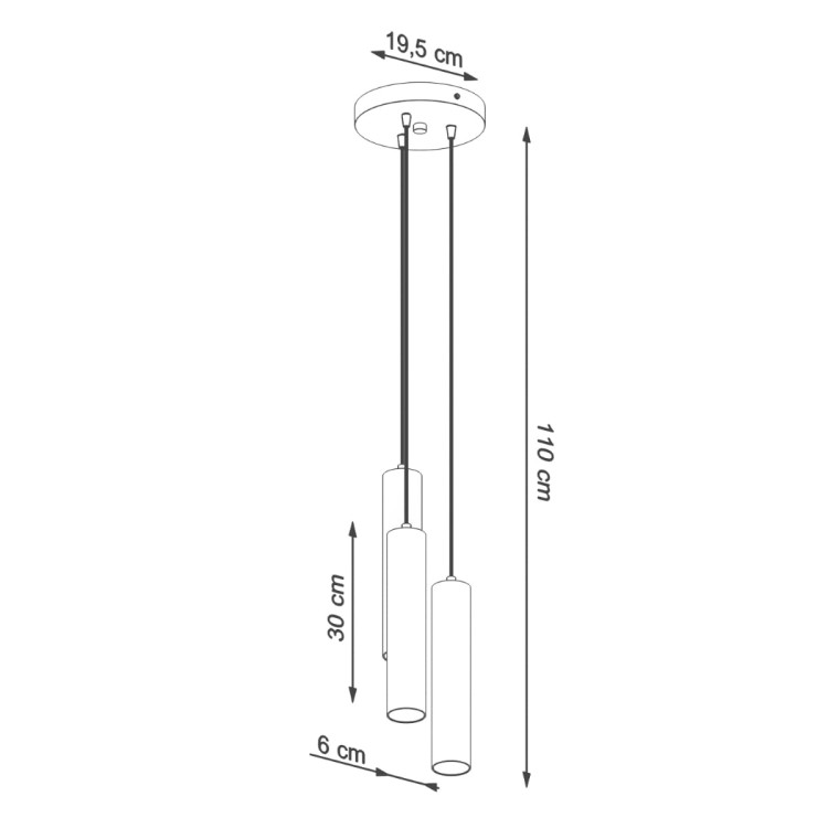 Lampa wisząca LAGOS 3xGU10 czarna Tuba salon kuchnia Sollux SL.1079