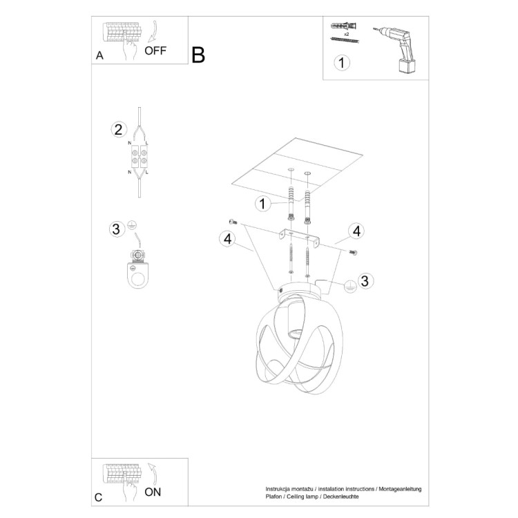 Nowoczesna lampa sufitowa TULOS w kolorze białym, o kulistym kształcie, zamontowana w eleganckim wnętrzu. Rozprasza miękkie światło, tworząc przytulny klimat. Idealna do salonu, sypialni lub jadalni – subtelna, a jednocześnie efektowna dekoracja sufitu