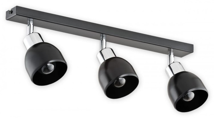 Nowoczesne oświetlenie w kolorze czarnym matowym ze srebrnymi dodatkami. Plafon Feniks na 3 żarówki.