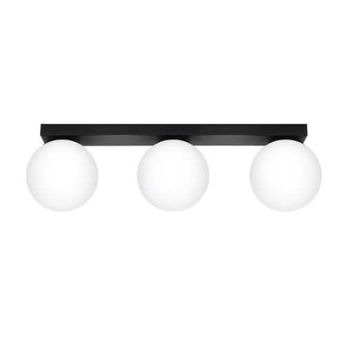 Plafon YOLI 3 czarny Sollux z trzema mlecznymi kloszami ze szkła to eleganckie oświetlenie do salonu, sypialni, kuchni i przedpokoju. Lampa 3xG9 LED ma kompaktową wysokość 14,5 cm. Żarówki nie są dołączone.