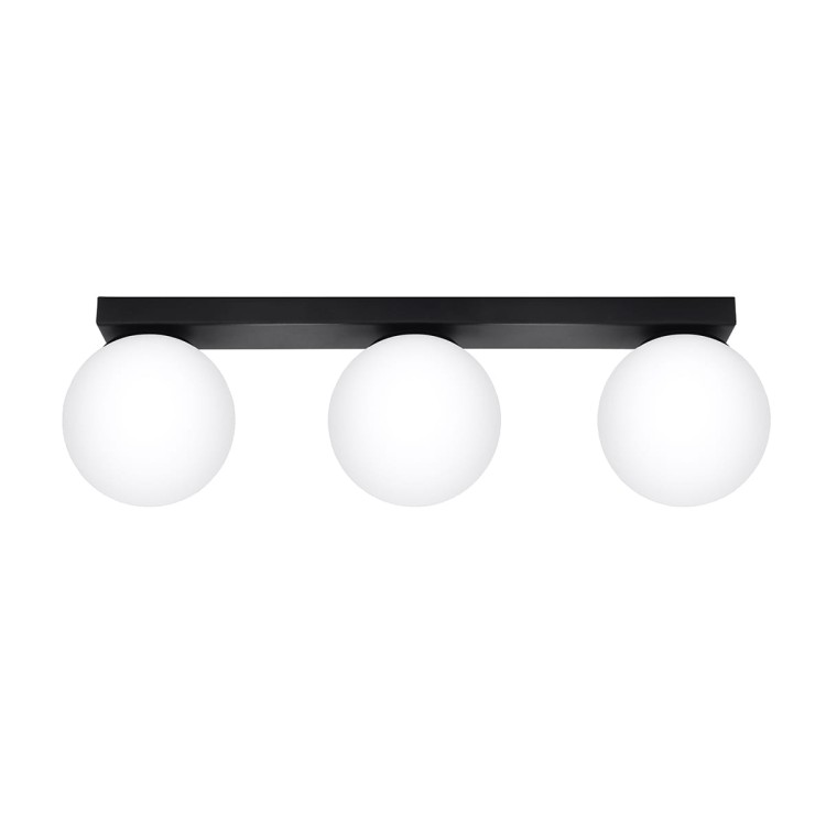 Plafon YOLI 3 czarny Sollux z trzema mlecznymi kloszami ze szkła to eleganckie oświetlenie do salonu, sypialni, kuchni i przedpokoju. Lampa 3xG9 LED ma kompaktową wysokość 14,5 cm. Żarówki nie są dołączone.