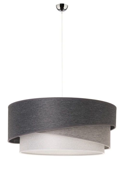 Lampa sufitowa TRIO KOBO z trójwarstwowym abażurem w melanżowych odcieniach szarości to eleganckie oświetlenie do salonu i jadalni. Średnica 45 cm, zwis 100 cm i oprawka E27 zapewniają funkcjonalność i styl.