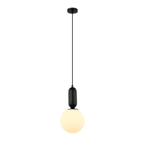 Nowoczesna lampa wisząca ALDEVA PND-02340-1M-BK zachwyca minimalistycznym designem i ponadczasowym połączeniem czerni z białym szkłem. Idealna do kuchni, jadalni, salonu i sypialni. Regulowana wysokość do 120 cm zwiększa możliwości aranżacyjne.