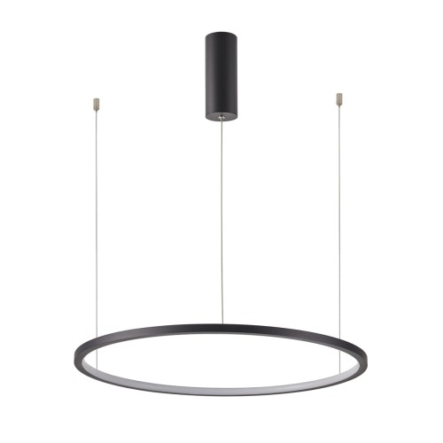 Lampa sufitowa VINOLA Italux 48W LED to czarny Ring Ø80 cm do nowoczesnego salonu i jadalni. Zapewnia 1600 lm, zmianę barwy 3000K/4000K oraz regulowaną wysokość do 150 cm. Idealna nad duży stół lub wyspę.
