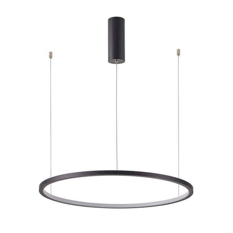 Lampa sufitowa VINOLA Italux 48W LED to czarny Ring Ø80 cm do nowoczesnego salonu i jadalni. Zapewnia 1600 lm, zmianę barwy 3000K/4000K oraz regulowaną wysokość do 150 cm. Idealna nad duży stół lub wyspę.