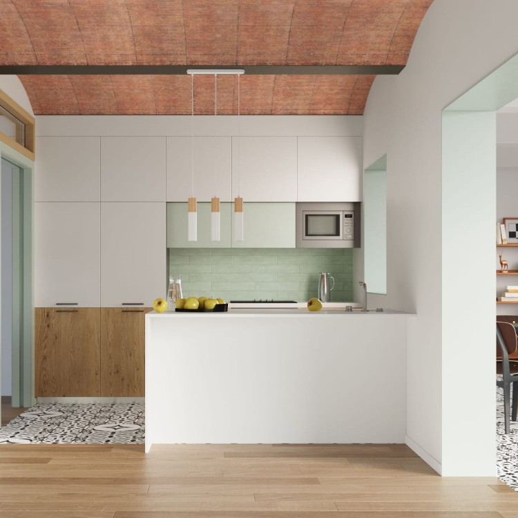 Nowoczesna lampa punktowa PABLO w eleganckim wnętrzu – minimalistyczny design, drewniany akcent i funkcjonalna forma. Idealna do salonu, kuchni lub przedpokoju w stylu skandynawskim lub loftowym. Subtelne oświetlenie i wyjątkowy styl