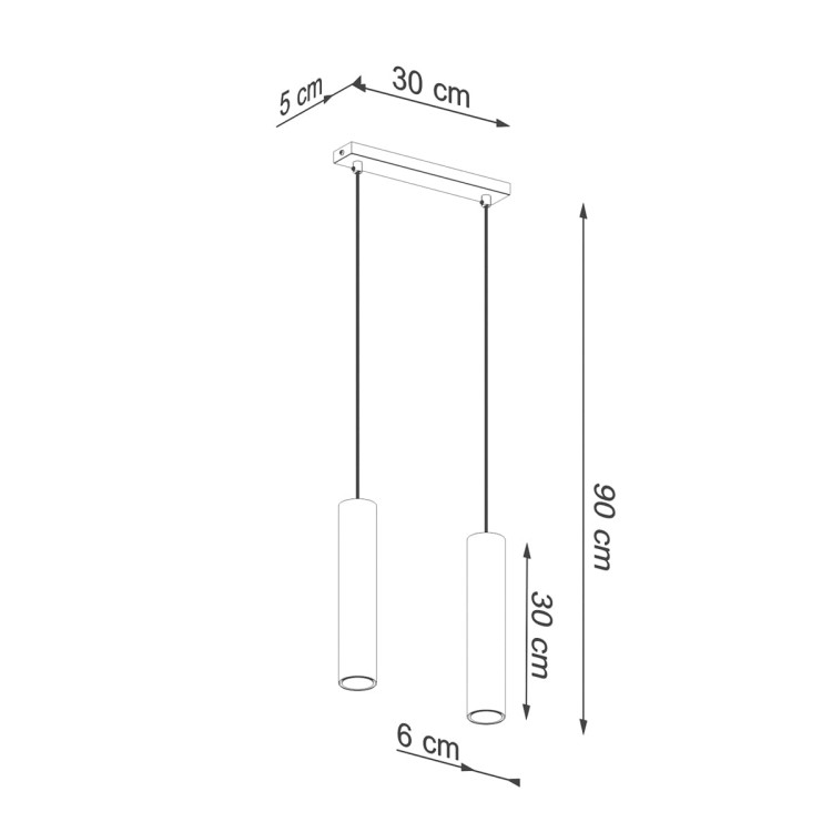 Nowoczesna lampa wisząca z dwoma złotymi kloszami GU10 wyróżnia się minimalistyczną formą i eleganckim wykończeniem. Idealna do salonu, jadalni lub kuchni. Regulowane zawieszenie pozwala dopasować wysokość lampy do wnętrza.