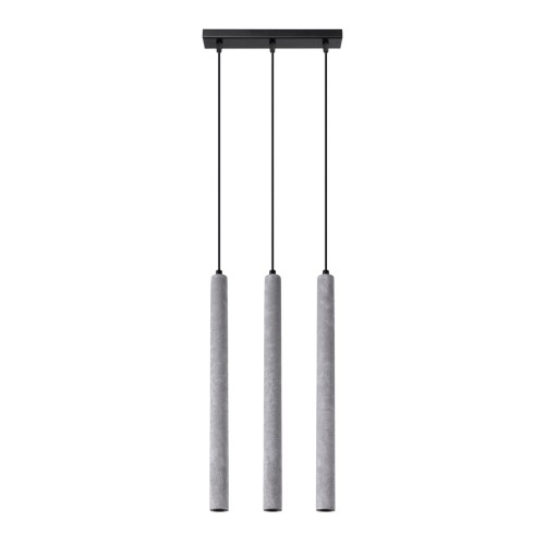 Lampa wisząca PASTELO 3L Sollux w kolorze betonu to nowoczesne oświetlenie nad stół, wyspę kuchenną lub barek. Trzy smukłe tuby z naturalnego betonu i oprawki G9 tworzą efektowną dekorację idealną do wnętrz loftowych i industrialnych.