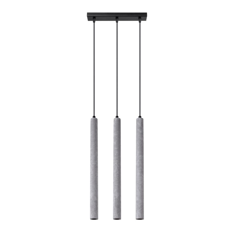 Lampa wisząca PASTELO 3L Sollux w kolorze betonu to nowoczesne oświetlenie nad stół, wyspę kuchenną lub barek. Trzy smukłe tuby z naturalnego betonu i oprawki G9 tworzą efektowną dekorację idealną do wnętrz loftowych i industrialnych.