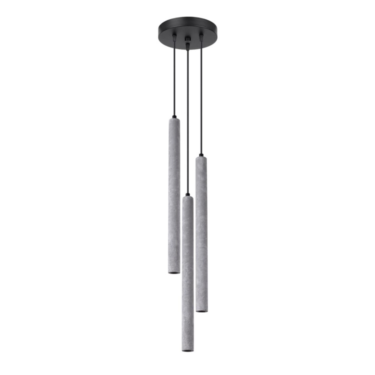 Lampa wisząca PASTELO SL.1273 Sollux to nowoczesne oświetlenie wykonane z naturalnego betonu. Trzy smukłe tuby z oprawkami G9 tworzą efektowną kompozycję idealną nad stół, wyspę kuchenną lub stolik. Styl loftowy i industrialny