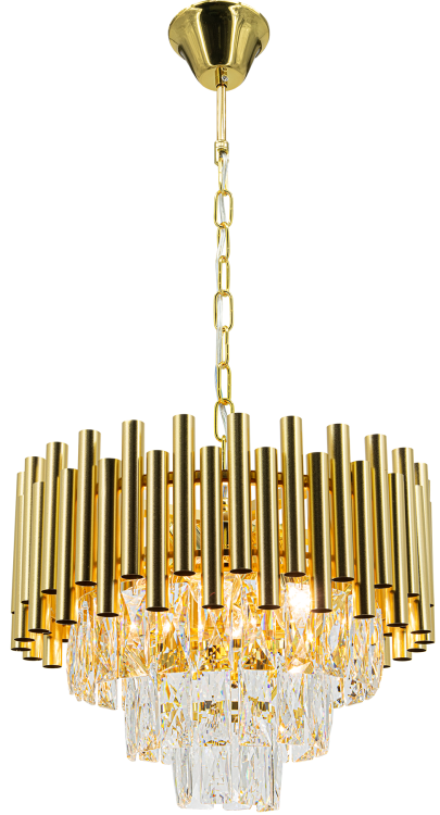 Żyrandol BARI 4xE27 złoty Glamour 6230/4 TR to elegancka lampa sufitowa z metalu i kryształu. Złoty kolor i przezroczyste kryształy tworzą luksusowy efekt świetlny. Idealny do salonu, sypialni i jadalni. Średnica 39 cm, wysokość całkowita 78 cm