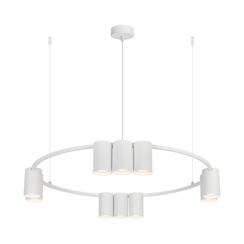 Nowoczesna lampa sufitowa GENESIS ML0374 w połączeniu bieli i czerni świetnie sprawdza się nad stołem. 10 tub GU10, regulowana wysokość oraz minimalistyczny design czynią ją idealną do wnętrz modern i loft.