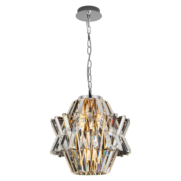 Żyrandol CROWN chrom 4xE14 Milagro ML0400 to elegancka lampa glamour z kryształami. Kompaktowy rozmiar i nowoczesny design sprawiają, że idealnie pasuje do salonu, sypialni i jadalni.