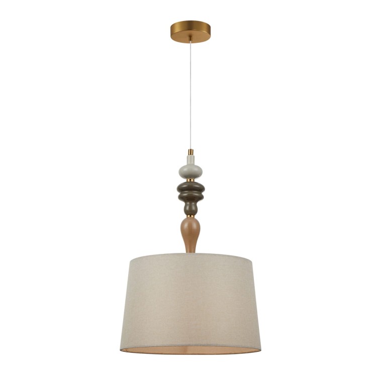 Lampa sufitowa MOREN Italux PND-84678A-AB łączy antyczny brąz, morelowe detale i jasny abażur z tkaniny. Ma średnicę 34 cm, gwint E27 oraz regulowaną wysokość do 154 cm. Idealna nad stół, do salonu, jadalni, sypialni i gabinetu. Idealna do modern classic.