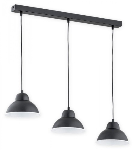 Stylowa lampa sufitowa ASTRO 3-punktowa w kolorze czarny mat z białym wnętrzem, regulowana wysokość od 30 do 70 cm