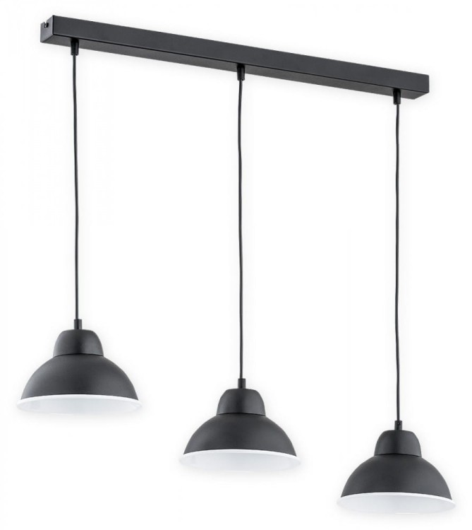 Stylowa lampa sufitowa ASTRO 3-punktowa w kolorze czarny mat z białym wnętrzem, regulowana wysokość od 30 do 70 cm