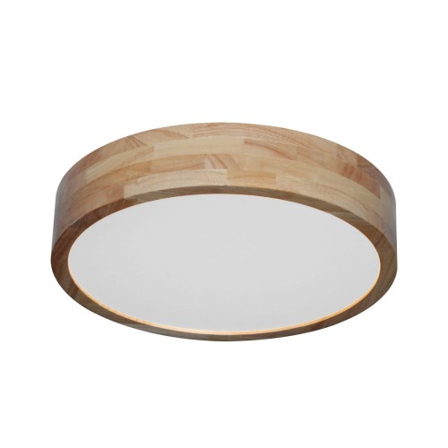Drewniany plafon LED NORTON Italux o średnicy 40 cm. Moc 24 W i strumień 2700 lm zapewniają skuteczne oświetlenie. Pilot umożliwia ściemnianie oraz zmianę barwy światła 3000/4000/6500 K. Do salonu i sypialni.
