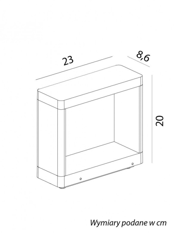 FORM B FLS-K100 to kinkiet elewacyjny LED o geometrycznej formie. Światło skierowane na ścianę tworzy dekoracyjne cienie. Moc 9W, 386 lm, 4000K i IP65. Antracytowa obudowa z aluminium. Wymiary: 23 × 8,6 × 20 cm.