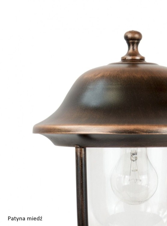 Lampa stojąca PRINCE słupek ogrodowy z dużym kloszem przezroczystym. Na jedną żarówkę na duży gwint. O wysokości 167 cm. Oświetlenie do ogrodu, alejki, podjazdu do garażu.