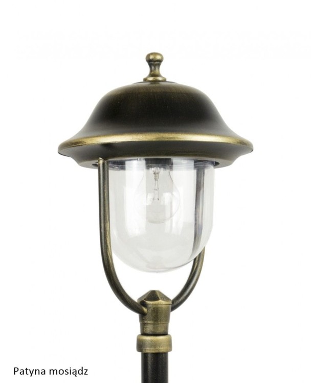 Lampa stojąca PRINCE słupek ogrodowy z dużym kloszem przezroczystym. Na jedną żarówkę na duży gwint. O wysokości 167 cm. Oświetlenie do ogrodu, alejki, podjazdu do garażu.