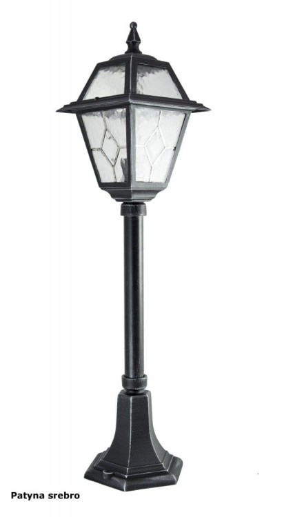 Lampa stojąca WITRAŻ o wysokości 80 cm, na jedną żarówkę E27. Solidne wykonanie, szkło witrażowe. Oświetlenie alejki w ogrodzie.