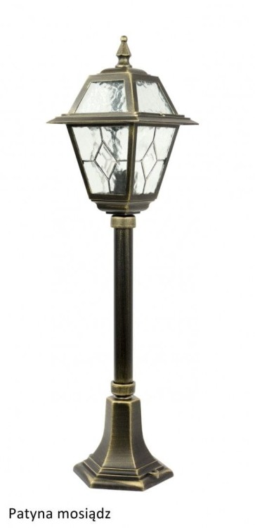 Lampa stojąca WITRAŻ o wysokości 80 cm, na jedną żarówkę E27. Solidne wykonanie, szkło witrażowe. Oświetlenie alejki w ogrodzie.
