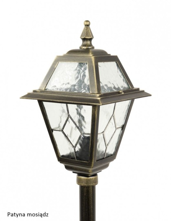 Lampa stojąca WITRAŻ o wysokości 80 cm, na jedną żarówkę E27. Solidne wykonanie, szkło witrażowe. Oświetlenie alejki w ogrodzie.