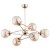 Stylowa lampa sufitowa RESTO z 6 bursztynowymi kulami łączy metalową konstrukcję w odcieniu złota i miedzi z dekoracyjnym szkłem. Idealna do wnętrz glamour, modern classic i nowoczesnych aranżacji.
