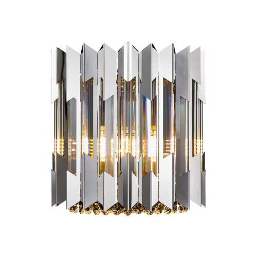 Kinkiet RITZ ML0398 Milagro w kolorze chrom zachwyca eleganckim połączeniem metalu i kryształów. Wyposażony w 2 oprawki E14 pięknie oświetli salon, sypialnię, hol lub przedpokój. Idealny wybór do wnętrz glamour i modern classic