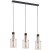 Stylowa lampa BELLA 62168 3xE27 to połączenie czarnego metalu, złotych detali i bursztynowych kloszy. Idealna nad stół, w jadalni lub salonie. Regulowana wysokość i ciepłe światło tworzą przytulną atmosferę.