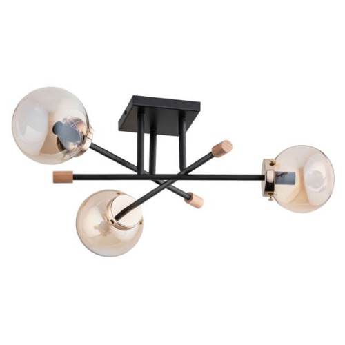 Lampa sufitowa TRANSFER MAX 3xE14 czarna z bursztynowymi kloszami to eleganckie oświetlenie do salonu, jadalni i sypialni. Ciepłe światło, nowoczesny design i kompaktowa forma sprawiają, że idealnie pasuje do wielu wnętrz