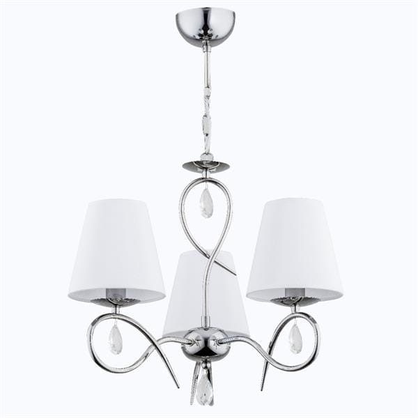 Stylowy żyrandol SYNA 3x40W chrom to klasyczne oświetlenie z białymi abażurami, które doskonale komponuje się z eleganckimi wnętrzami. Lampa Alfa 28203 łączy ponadczasowy design i funkcjonalność.